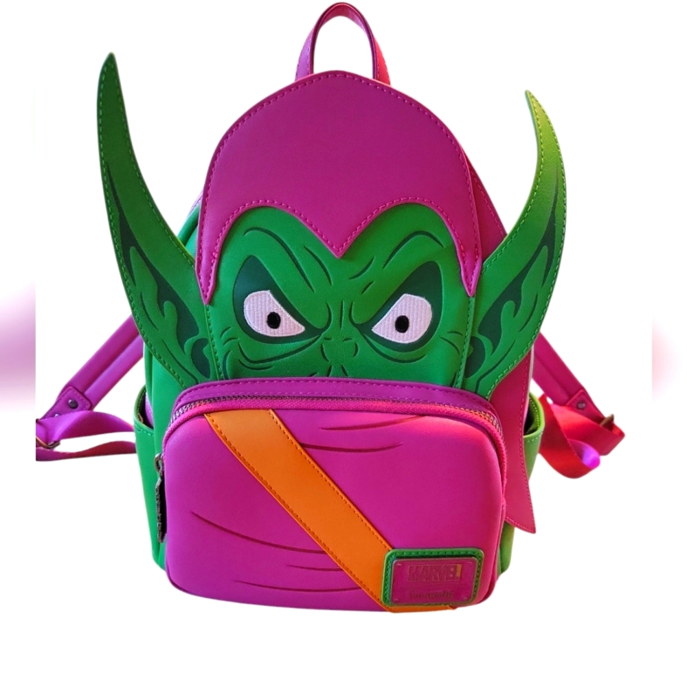 Loungefly, NWT, Marvel Green Goblin, Mini Backpack, Adjustable Straps, Zipper Fr